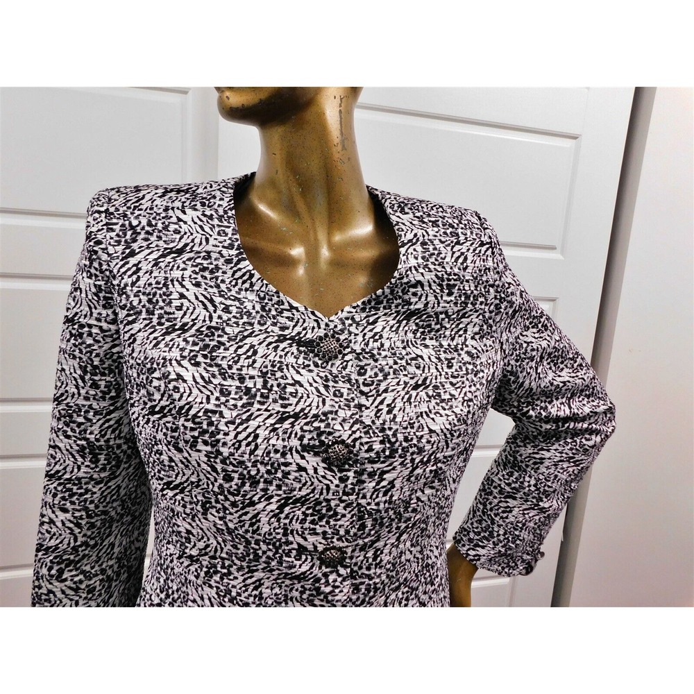New Susanna Black White Jeweled Buttons Jacket 12 - Picture 2 of 4
